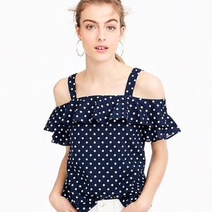 Jcrew cold shoulder polka dot top